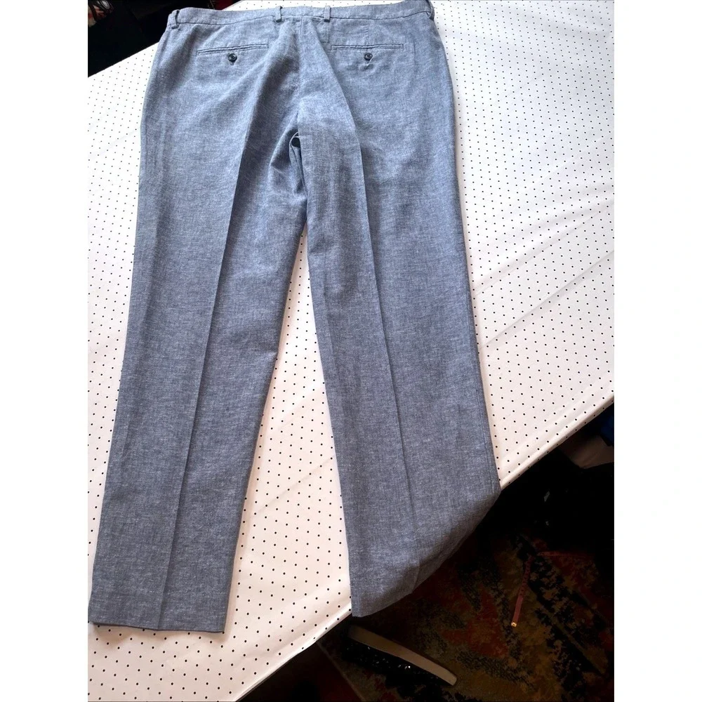 Perry Ellis Portfolio Linen Blend Slim Fit Dress Pants Blue 38x30 Dress Pants